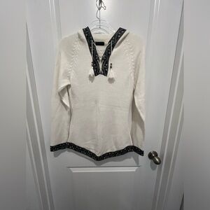 Handmade Alpaca Sweater Cream Black Trim